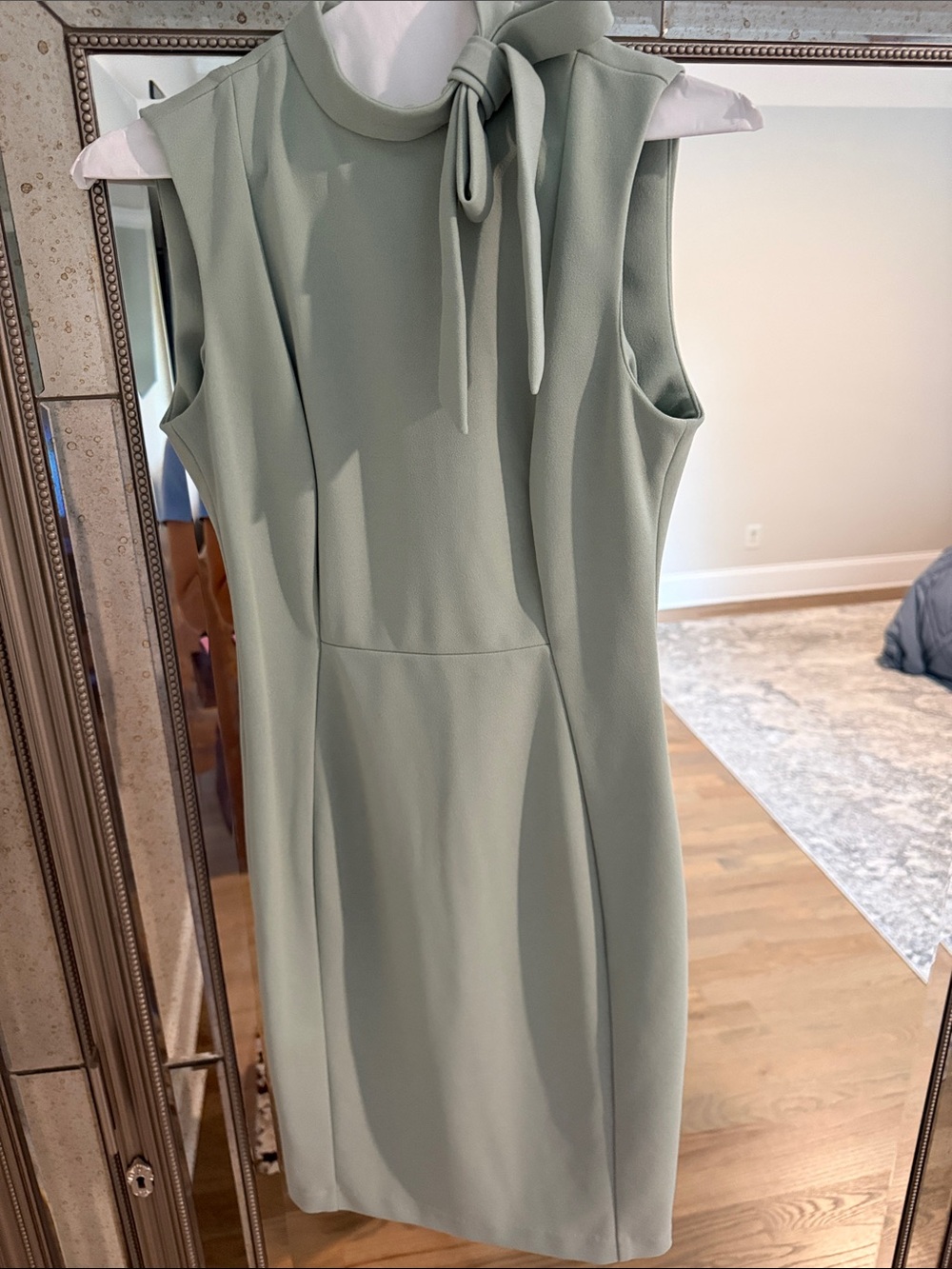 Calvin Klein Sleeveless Bow-Tie Midi Dress in Sage